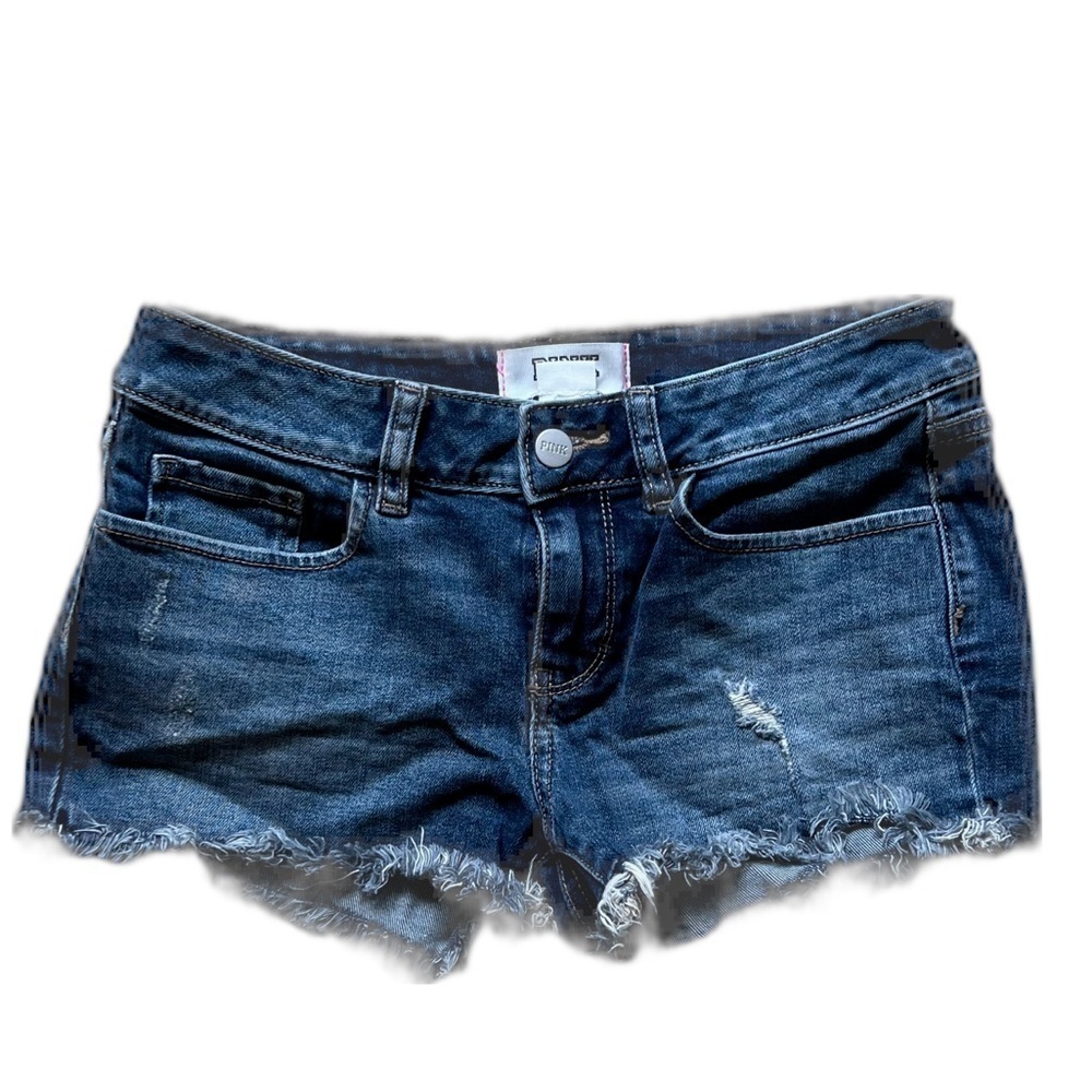PINK Victoria’s Secret Denim Micro Jean Shorts Distressed Frayed Hem Size 2 Y2K